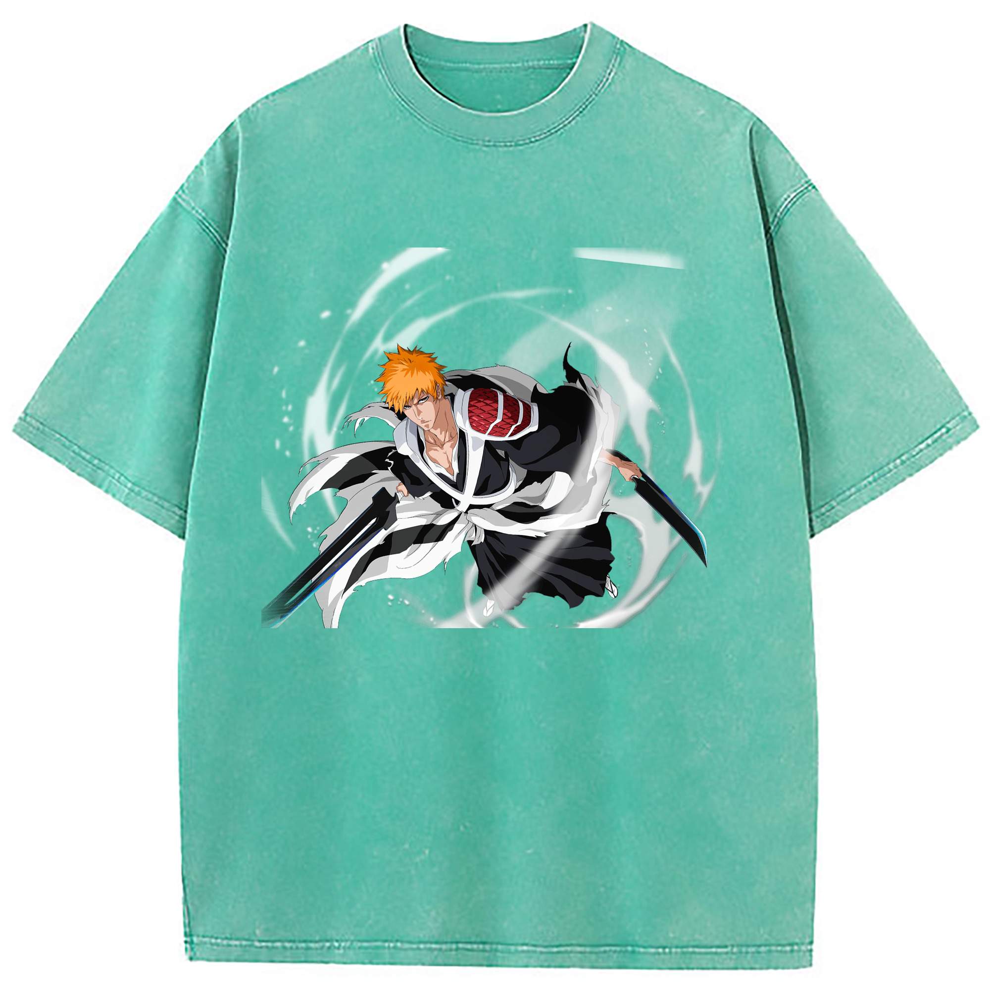 （画像用） ブリーチ 黒崎一護（くろさき いちご）BLEACH Kurosaki Ichigo 綿100% ヴィンテージ風 半袖Tシャツ（フロントプリント）